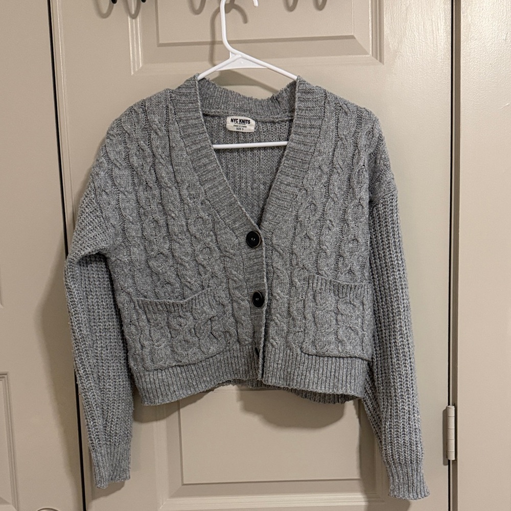 Cozy Gray Knit Cardigan